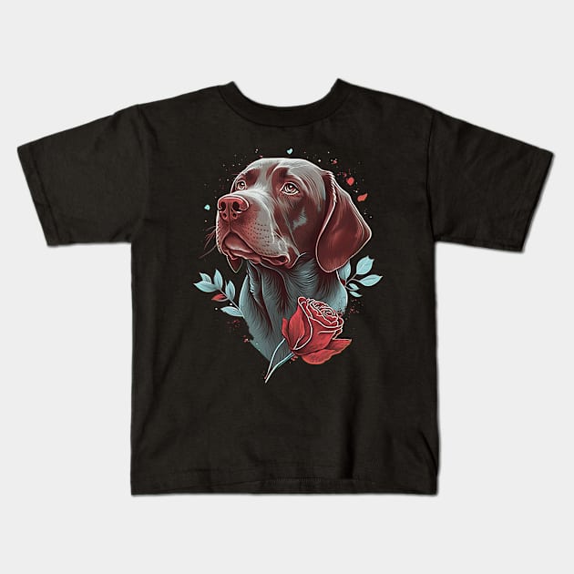 Pointer dog valentine's day Kids T-Shirt by JayD World